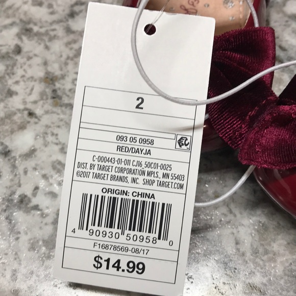 Cat & Jack girls shoes with bow Size 2. Red. New - Picture 6 of 7